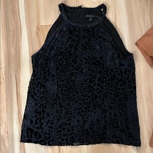 White House Black Market Black Leopard Print Blouse